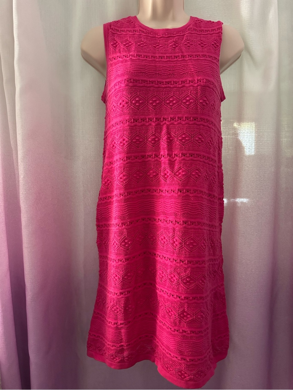 Eliza J Hot Pink Sleeveless Crochet Shift Dress
